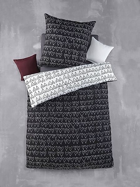 soma Bettwäsche Bettwäsche 135 cm x 200 cm Herz schwarz weiß, Bettbezug Kop günstig online kaufen