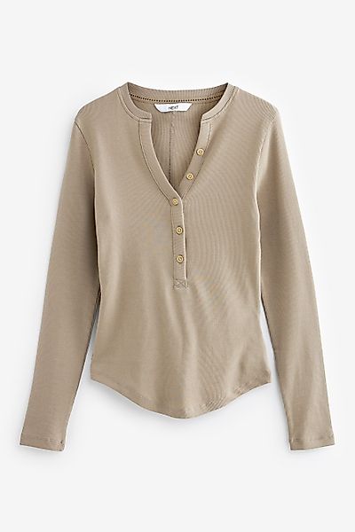 Next Langarmshirt Langärmeliges Henley-Oberteil mit Zierknopf günstig online kaufen
