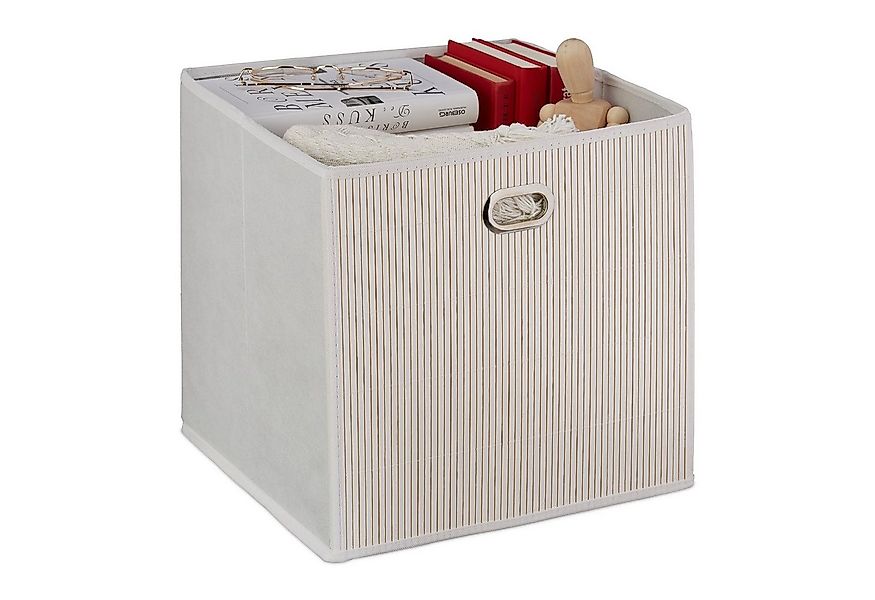 relaxdays Aufbewahrungskorb 3 x Aufbewahrungskorb Bambus hoch weiß günstig online kaufen