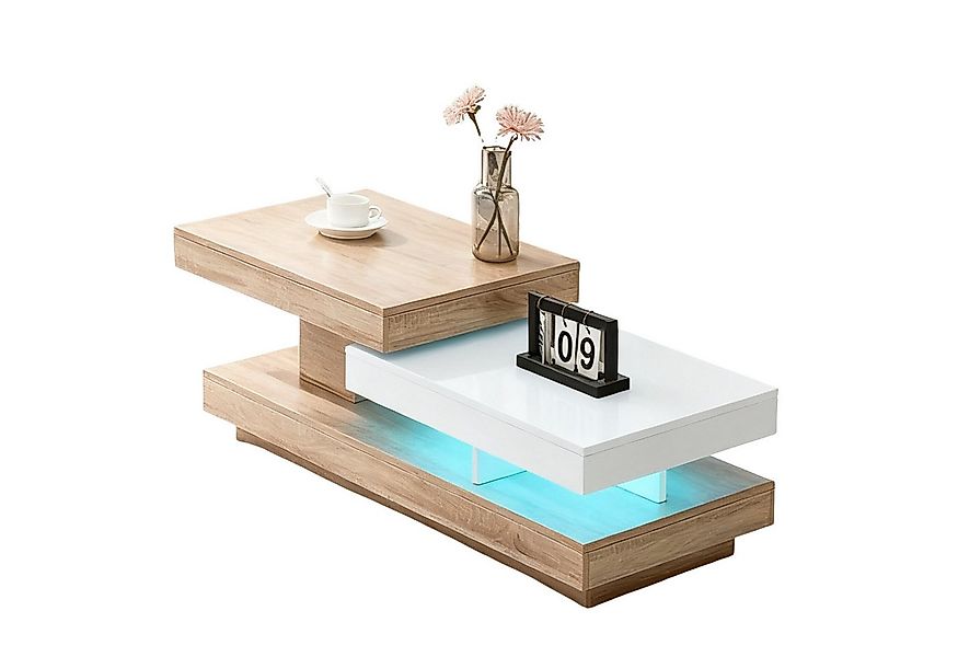 JYMTOM Couchtisch 360° Drehbarer Wohnzimmertisch, Modern Beistelltisch (1-S günstig online kaufen