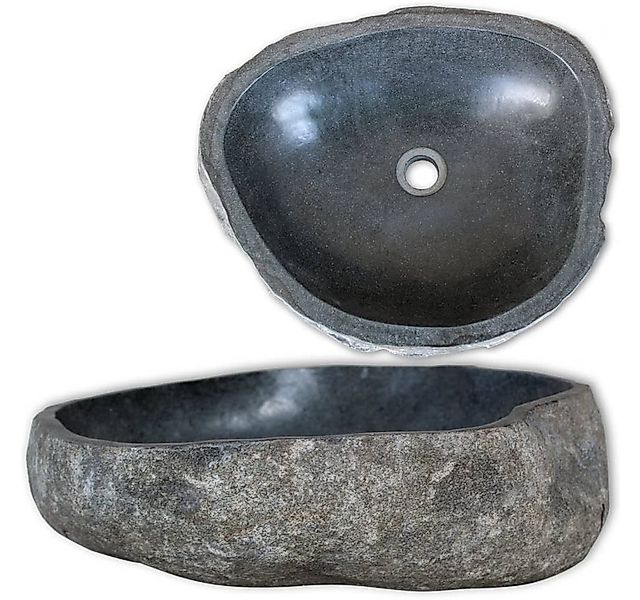vidaXL Waschbecken Waschbecken Flussstein Naturstein aus einem Stück Oval 3 günstig online kaufen