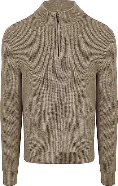 Suitable Half Zip Wool Blend Pullover Taupe - Größe L günstig online kaufen