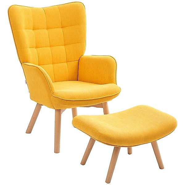 HOMCOM Relaxsessel mit Hocker, Kordoptik, Holzbeine günstig online kaufen