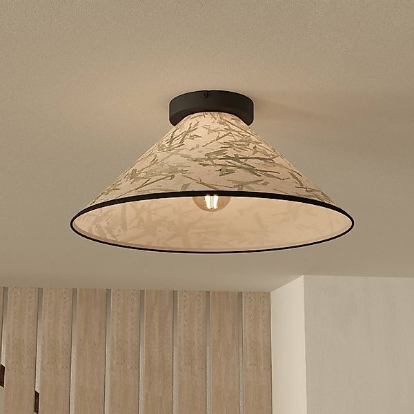 Deckenleuchte Oxpark, Ø 42 cm, grün/weiß/schwarz, Stoff günstig online kaufen