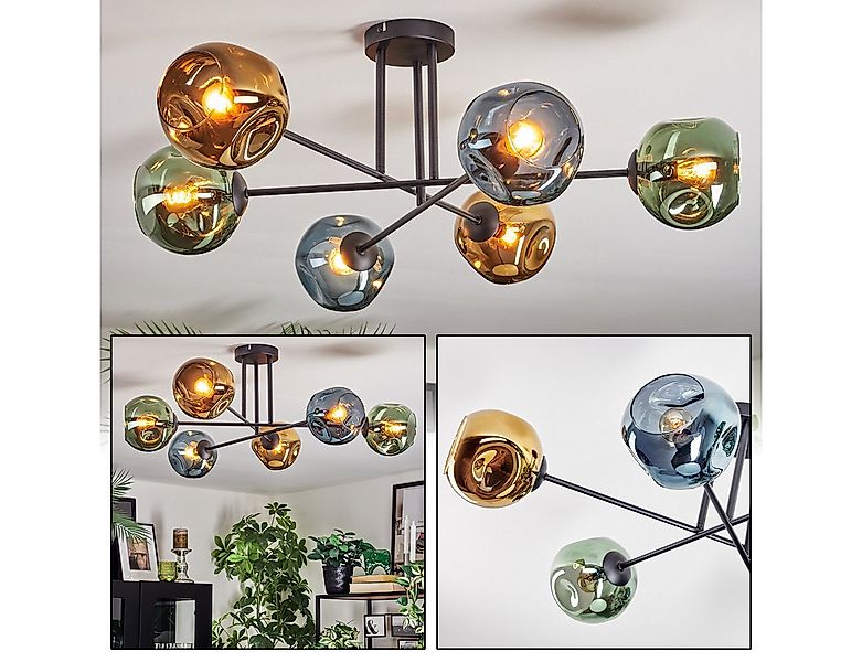 hofstein Deckenleuchte Deckenlampe aus Metall/Glas in Schwarz/Blau/Grün/Gol günstig online kaufen