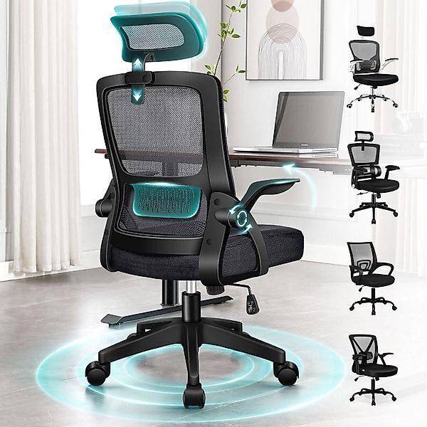 LuxusKollektion Schreibtischstuhl Ergonomischer Bürostuhl mit Lendenstütze, günstig online kaufen