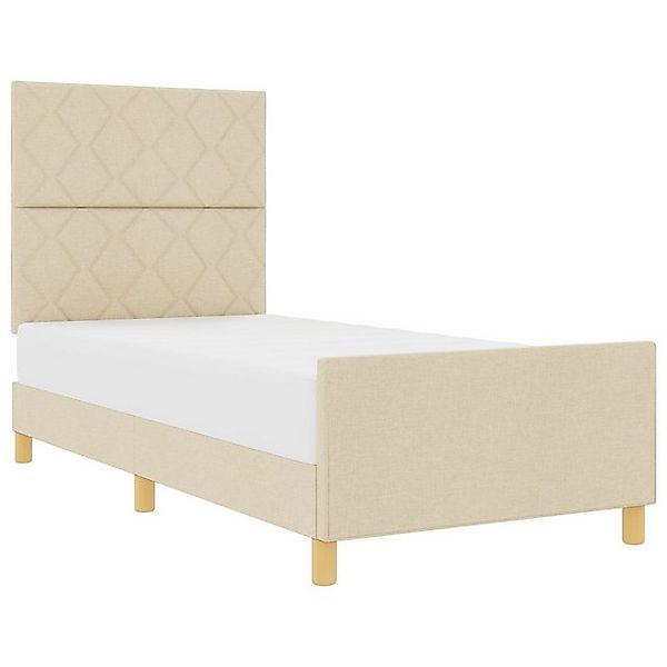 vidaXL Bett Bettgestell Creme 90x200 cm Stoff (1-tlg) günstig online kaufen