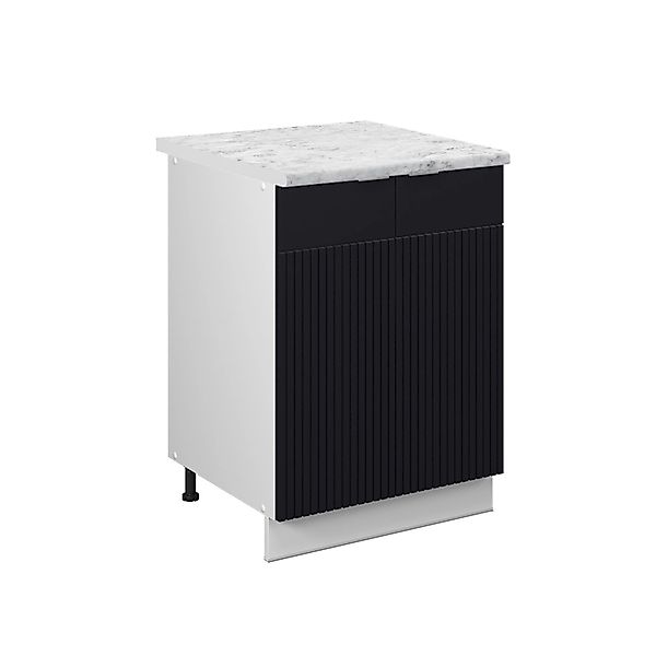 Vicco Fame-Line Küchenzeile Eiche Paneel/Weiß 355 cm AP Marmor ohne E-Gerät günstig online kaufen