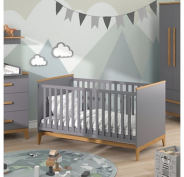 VitaliSpa® Babybett Malia, Grau/Eiche, 70x140 cm mit Matratze günstig online kaufen