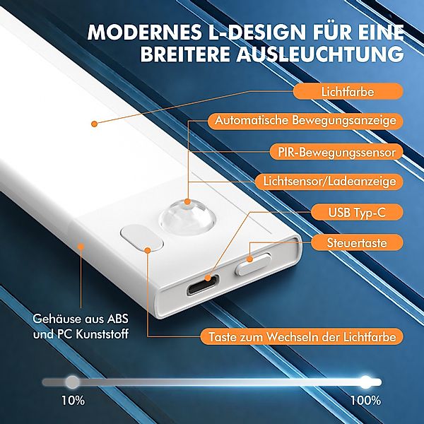 Fanttik LED Unterbauleuchte Schrankbeleuchtung mit Bewegungsmelder günstig online kaufen