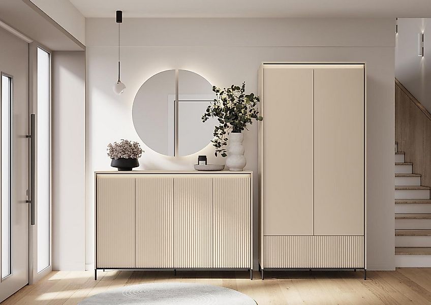 Compleo Garderoben-Set mit geriffelter Front und LED-Beleuchtung FLORE günstig online kaufen