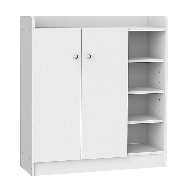HOMCOM Schuhschrank Regal 2-Türig 4 Fächer Spanplatte MDF Weiß 80L x 30B x günstig online kaufen