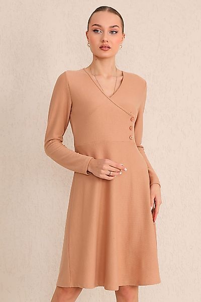 Bongual Midikleid Wickeloptik Rippenstruktur mit Knöpfe günstig online kaufen