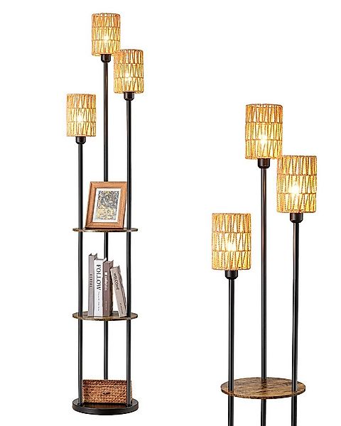 EDISHINE Stehlampe Wohnzimmer, LED wechselbar, warmweiß, 3-flammige Vintage günstig online kaufen