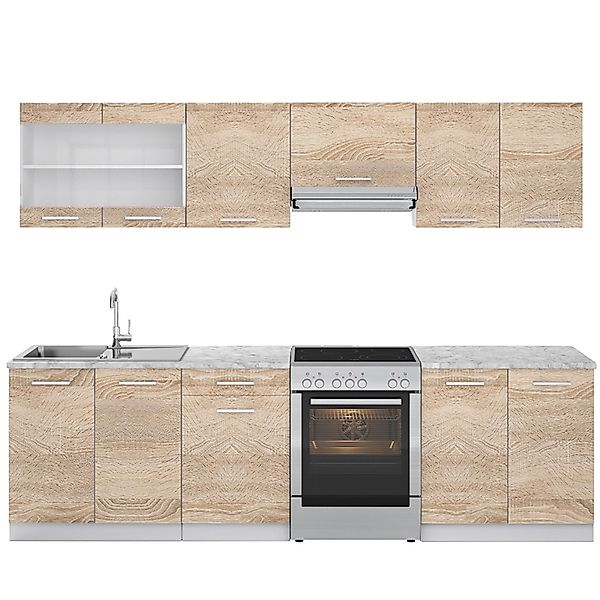 Vicco Raul Küchenzeile Sonoma 270 cm AP MarmorRaul günstig online kaufen