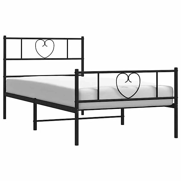 vidaXL Bettgestell mit Kopf- und Fußteil Metall Schwarz 100x190 cm 355475 günstig online kaufen