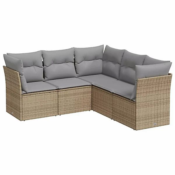 vidaXL 5-tlg Garten-Sofagarnitur mit Kissen Beige Poly Rattan Modell 38 günstig online kaufen