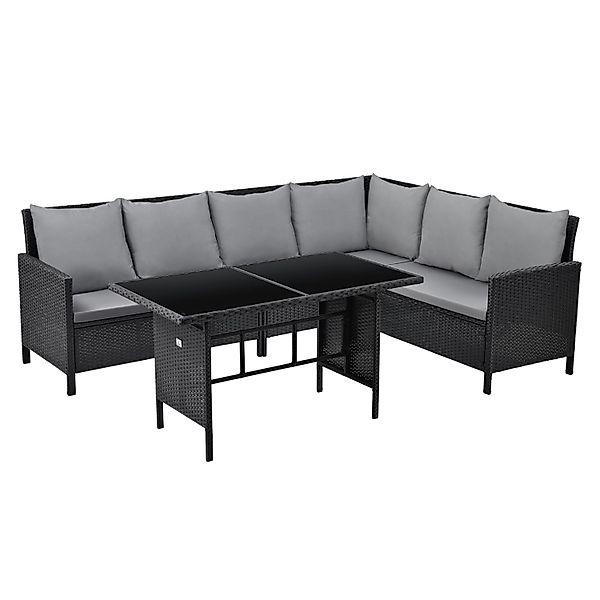Svita Madison Rattan-Lounge Ecksofa Rattan-Lounge Gartenmöbel-Set Schwarz günstig online kaufen