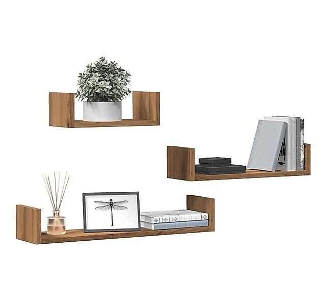 vidaXL Regal, Wandregale 3 Stk. Artisan-Eiche Holzwerkstoff günstig online kaufen
