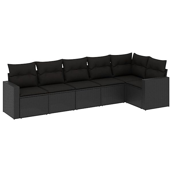 vidaXL 6-Tlg Garten-Sofagarnitur mit Kissen Schwarz Poly Rattan 3218975 günstig online kaufen