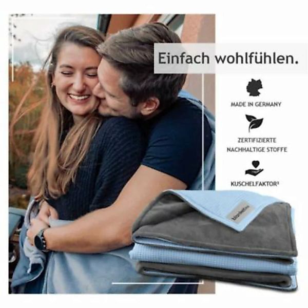 blanketino "Kuscheldecke ""Vollkommen"" Wolkenblau/Stahlgrau 145 x 210 cm" günstig online kaufen