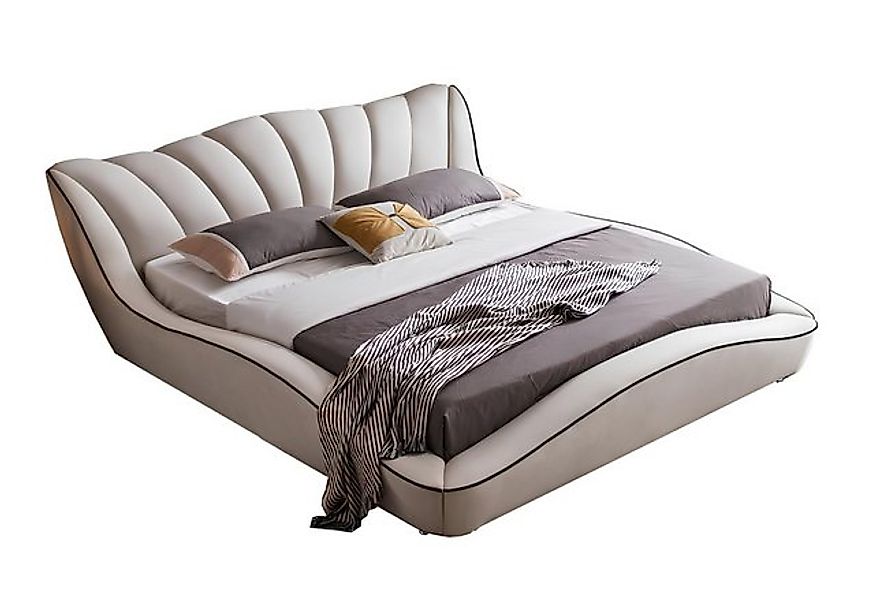 JVmoebel Bett Bett Luxus 180x200 Grau Schlafzimmer Kunstleder Möbel Modern günstig online kaufen