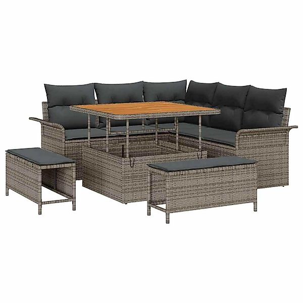 vidaXL Garten-Sofa-Set Höhenverstellbar 8-Tlg Grau Poly Rattan 3362128 günstig online kaufen