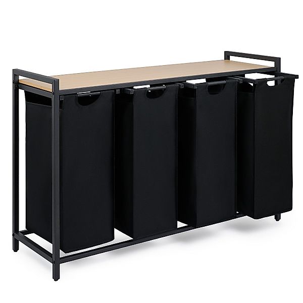 Blumtal Ausziehwäschekorb 2-4 Fächer Wäschesammler mit Ablage und Metallrah günstig online kaufen