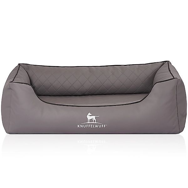 Knuffelwuff Hundebett Madison Orthopädisch Kunstleder M-L 85 x 63 cm Grau günstig online kaufen