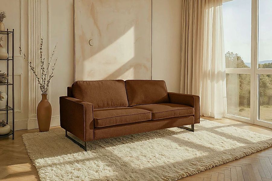 Home affaire 3-Sitzer "Pinto, 206 cm, Cord, Chenille, Lederoptik" mit Keder günstig online kaufen