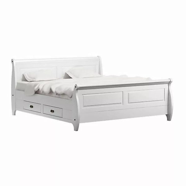 JVmoebel Bett Landhaus Stil Luxus Bett Doppelbett Doppelbetten Weiß Bauern günstig online kaufen