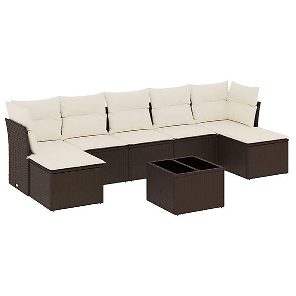 vidaXL 8-Tlg Garten-Sofagarnitur mit Kissen Braun Poly Rattan 3249882 günstig online kaufen