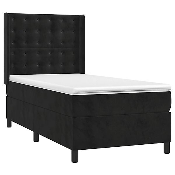 vidaXL Boxspringbett mit Matratze & LED Schwarz 90x190 cm Samt 3139777 günstig online kaufen