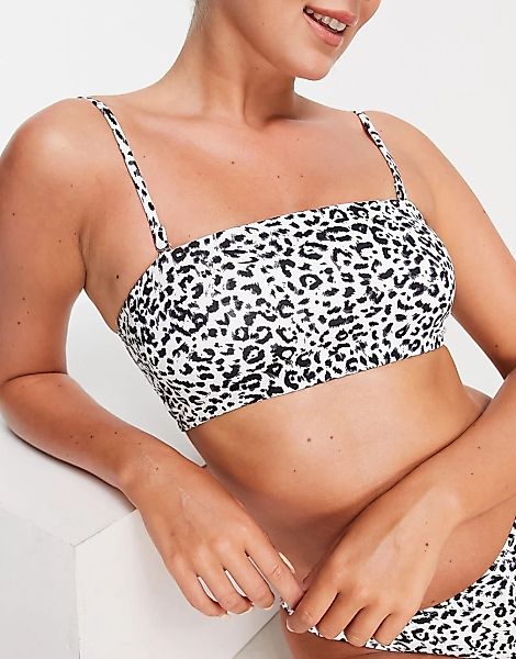 Cotton:On – Trägerloses Bikinioberteil mit Leopardenprint, Kombiteil-Schwar günstig online kaufen