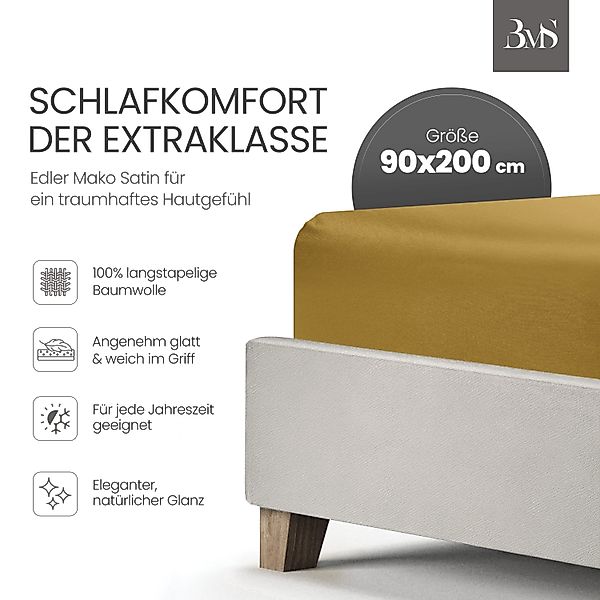 BETTWAESCHE-MIT-STIL Spannbettlaken Mako Satin Spannbettlaken, Topper günstig online kaufen