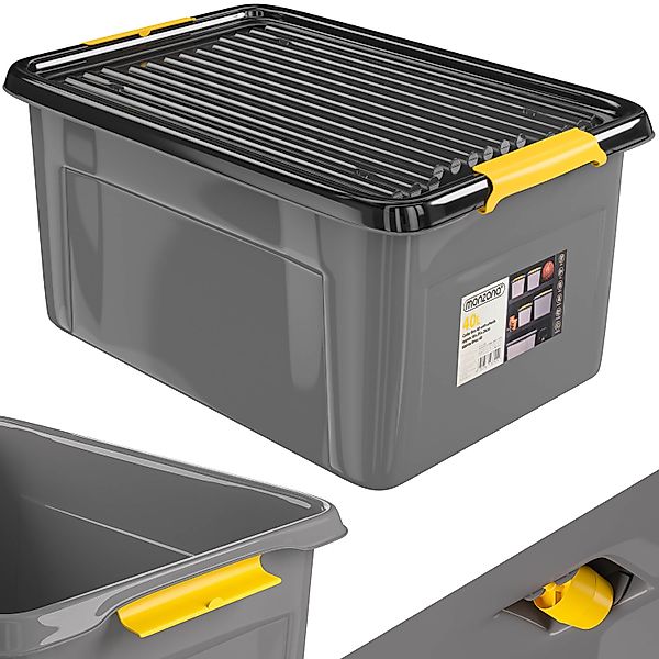 Aufbewahrungsbox Grau/Anthrazit 58x39x25cm stapelbar günstig online kaufen