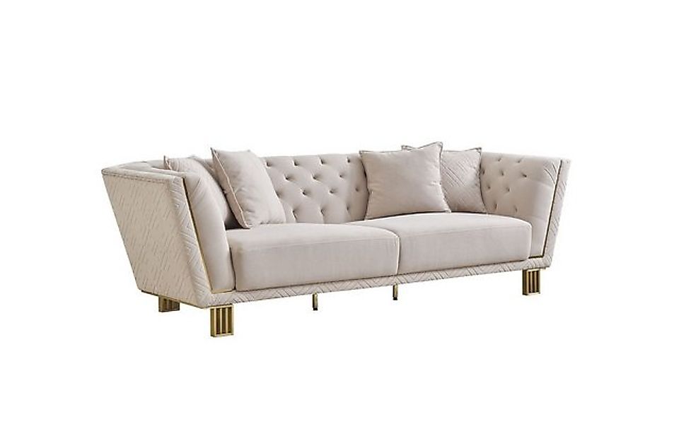 Xlmoebel Sofa Chesterfield Wohnzimmer Set in Weiß mit 4-Sitzer Sofa, 3-Sitz günstig online kaufen