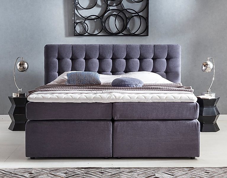 Möbelfreude Boxspringbett Boxspringbett Perris 160x200 cm Anthrazit Uni H2, günstig online kaufen