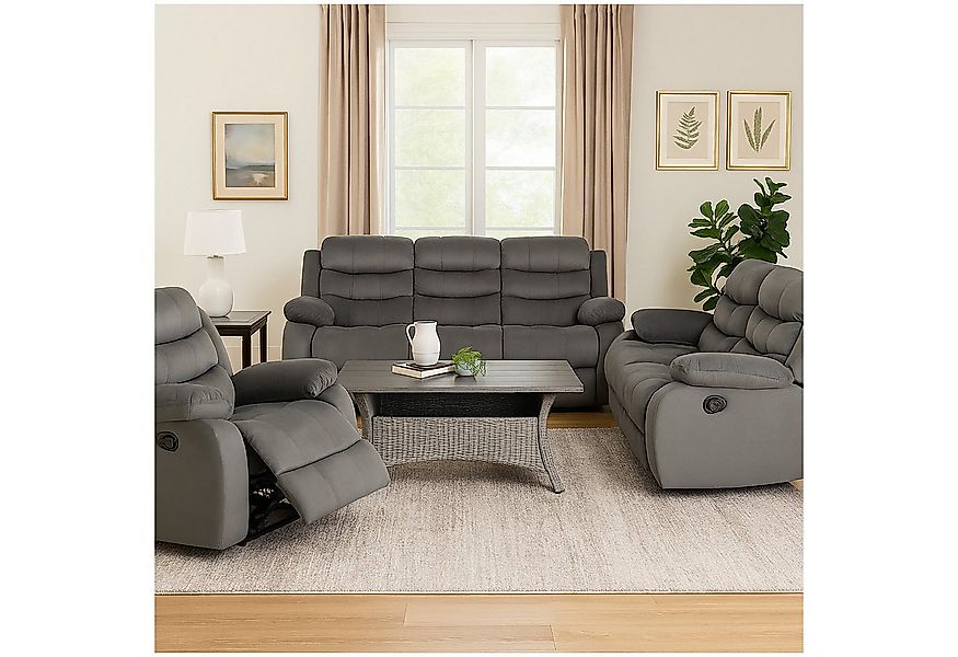 HTI-Living Ecksofa Sofagarnitur Grau Kirwall, Set 3 Teile, Couch Zweisitzer günstig online kaufen