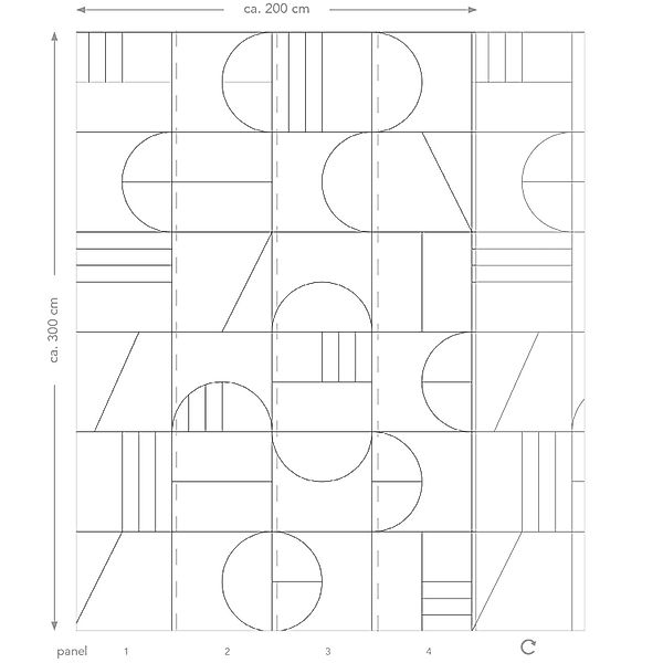 ESTAhome Fototapete Art Decó Muster Weiß und Schwarz 200 x 300 cm 158938 günstig online kaufen