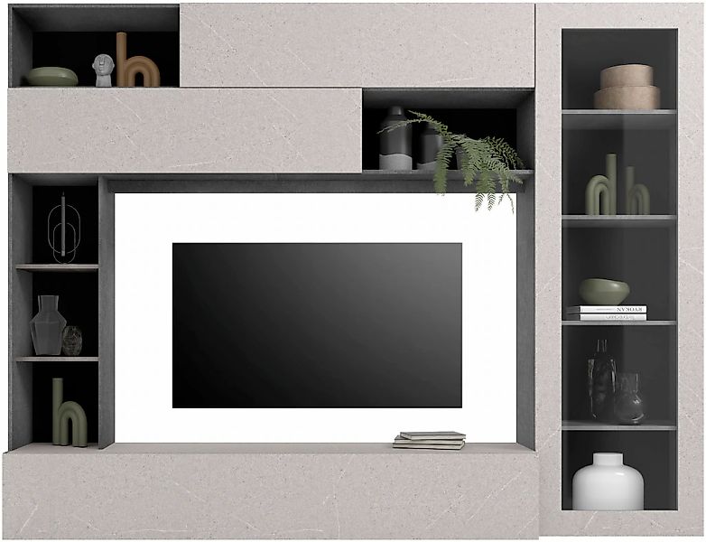 Home affaire Wohnwand "PRATO, Breite 272 cm, Höhe 210 cm, Kompakt-Wohnwand, günstig online kaufen