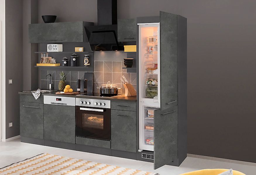 KOCHSTATION "KS-Tulsa" ohne E-Geräte, Breite 270 cm, schwarze Metallgriffe, günstig online kaufen