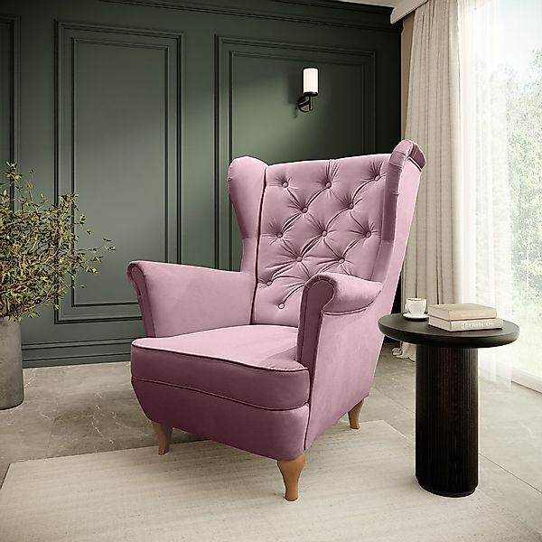 Beautysofa Ohrensessel Sessel FALCO Chesterfield Wohnzimmersessel günstig online kaufen