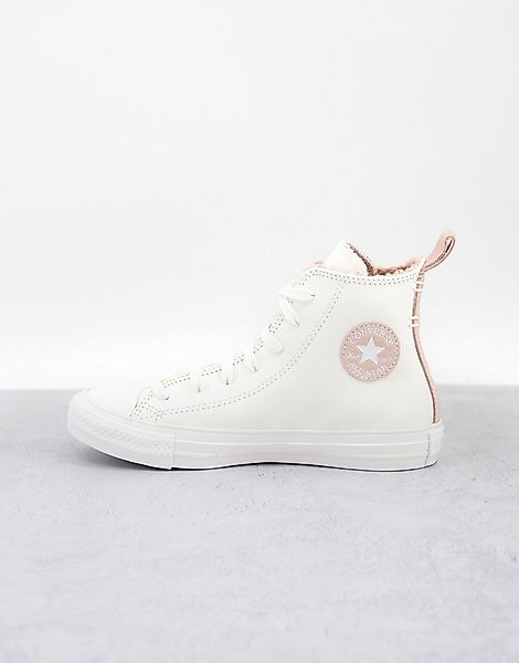 Converse – Chuck Taylor – Knöchelhohe Sneaker aus Leder in gebrochenem Weiß günstig online kaufen