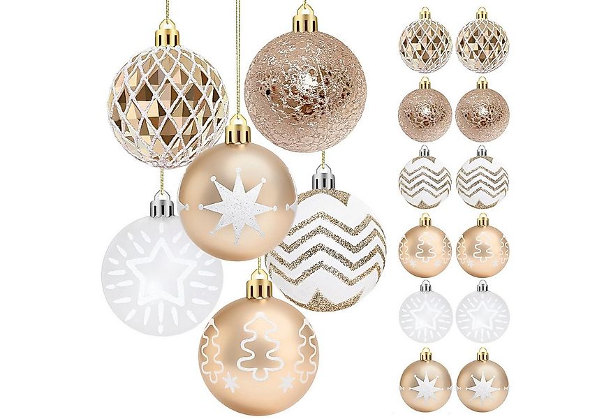 FOUORTUNATE-BEE Weihnachtsbaumkugel 16 Stück Weihnachtskugeln Set – Christb günstig online kaufen