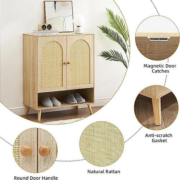 GarveeMore Beistellschrank Buffetschrank mit Stauraum, Rattan-Sideboard,4-s günstig online kaufen