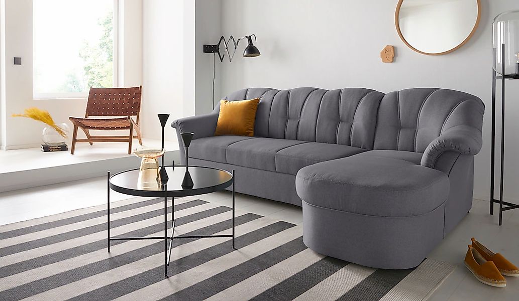 DOMO collection Ecksofa "Papenburg, zeitlose Rückensteppung, elegante Forme günstig online kaufen