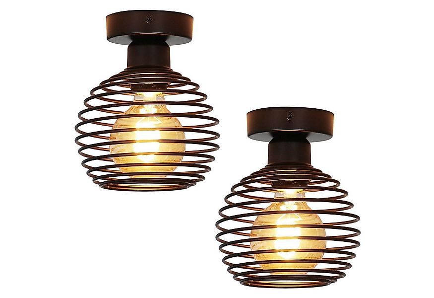 Nettlife Deckenleuchte Deckenleuchte Schwarz 2xE27 Metall Lampenschirm, LED günstig online kaufen