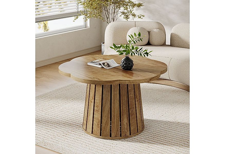 Tribesigns Couchtisch Runde Wohnzimmertisch im Landhausstil mit blumenförmi günstig online kaufen