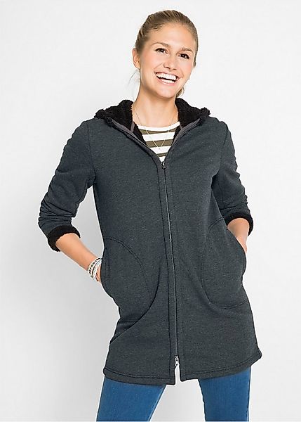 bonprix Kapuzensweatjacke mit Kapuze, mit Teddyfell-Futter, aus Polyester u günstig online kaufen
